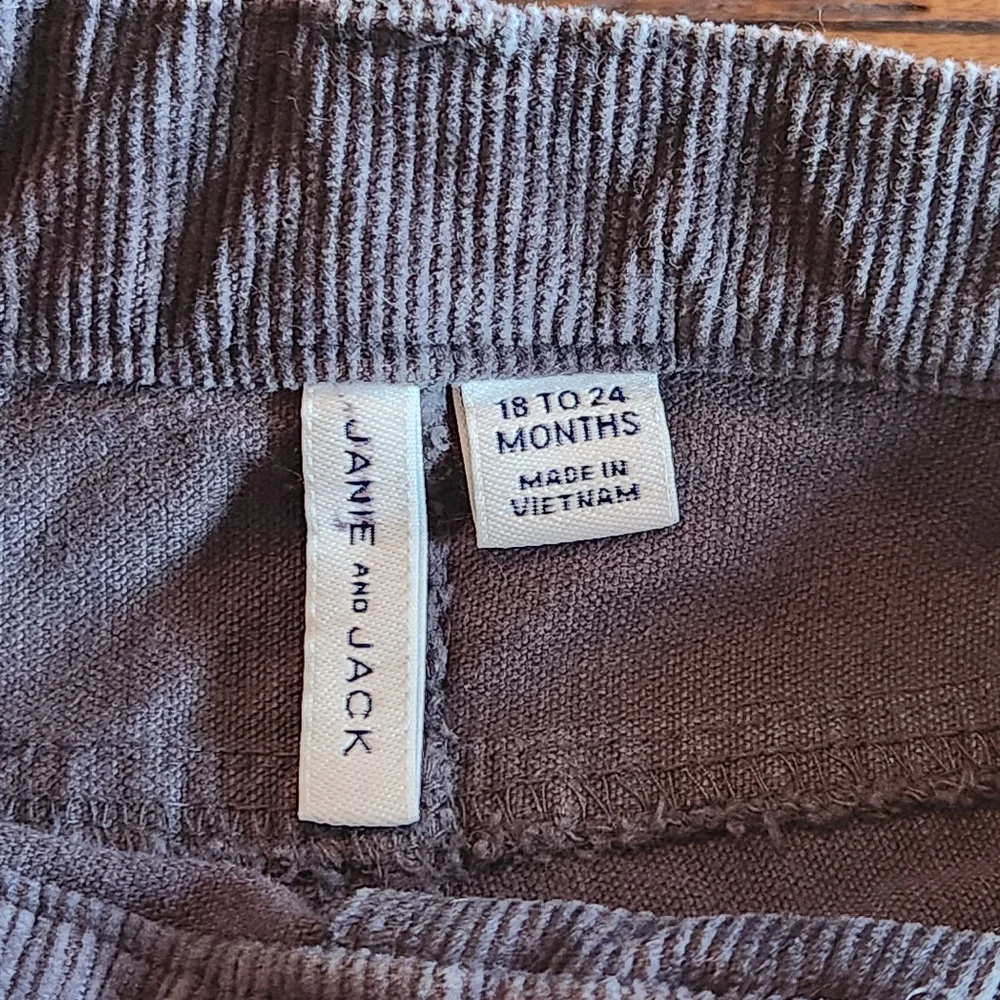 NWOT Janie and Jack Straight Leg Corduroy Pants Size 18-24 months Color Grey